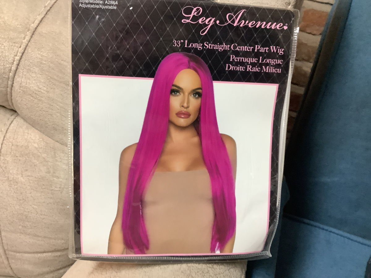 33” Long Straight Center Part Wig Raspberry