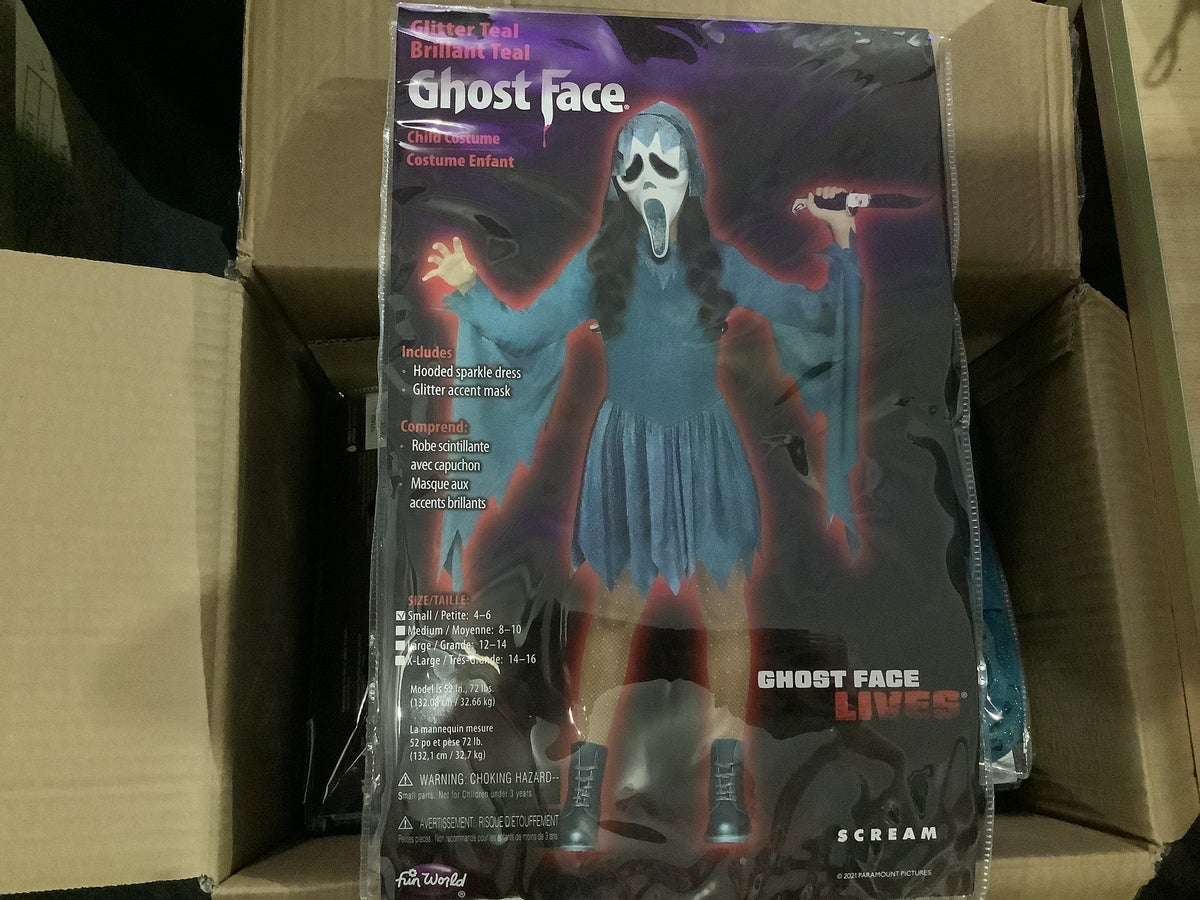 Ghost Face Glitter Teal - Child XL (14-16)