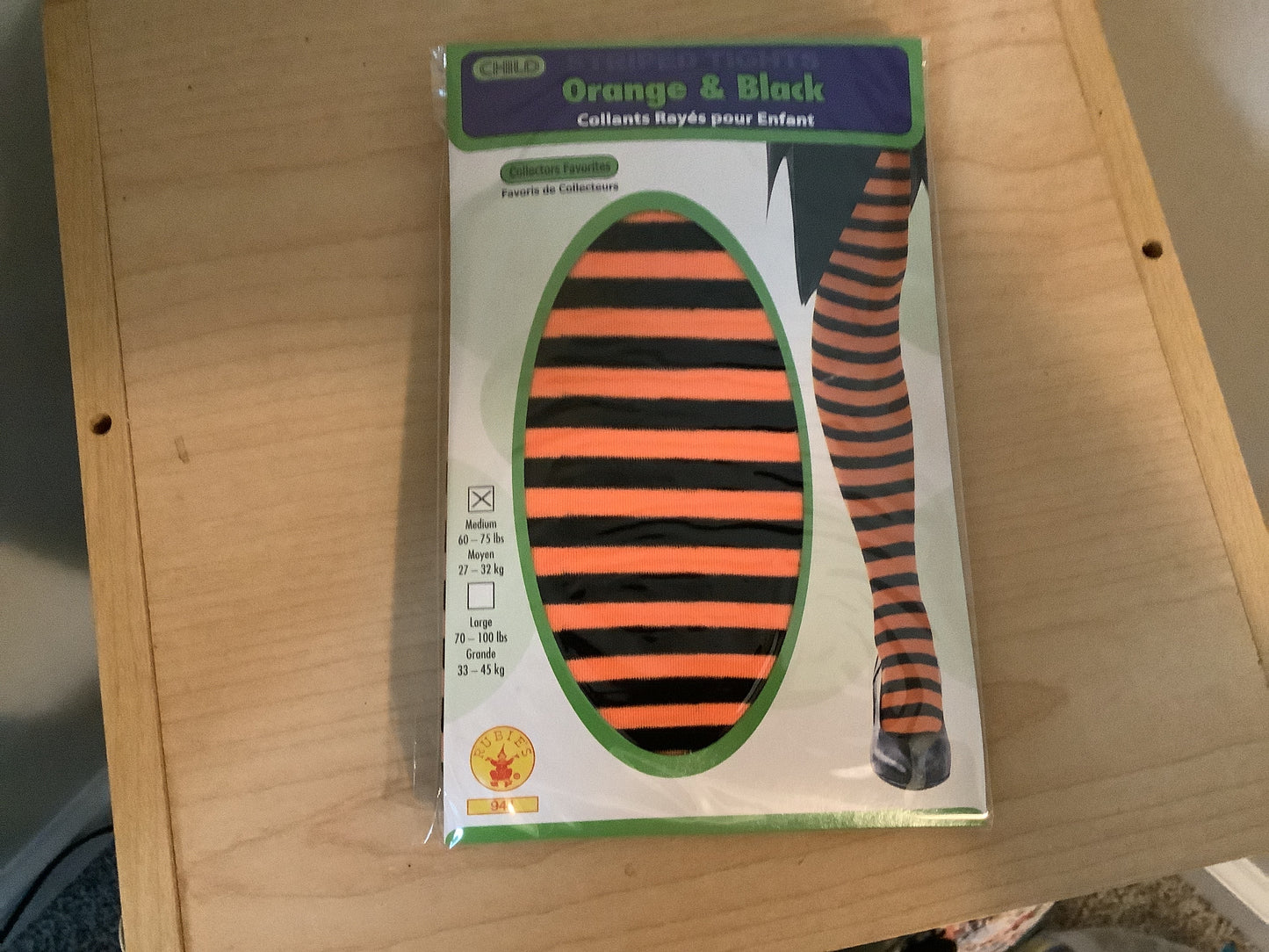 Orange And Black Stripe Tights - Child