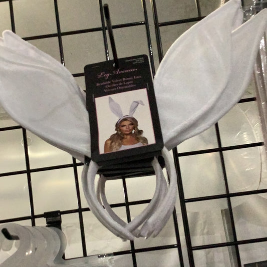 Bendable Velvet Bunny Ears-White (One Size)
