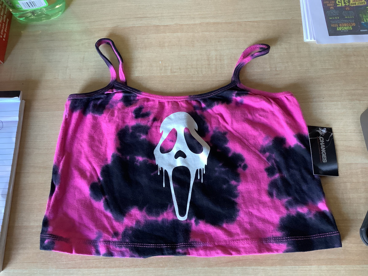 Ghost Face Tie Dye Cropped Tank - Adult Small