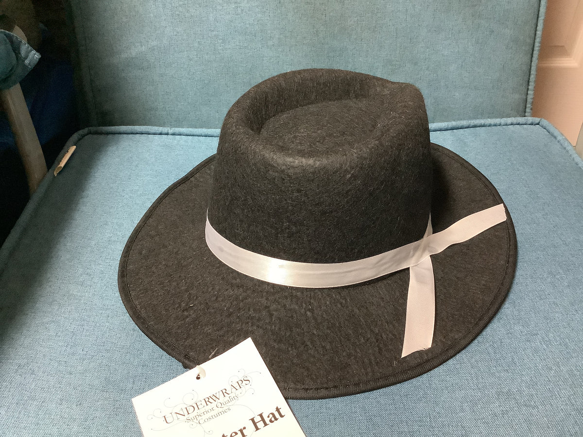 Gangster Hat - Black w/White Ribbon