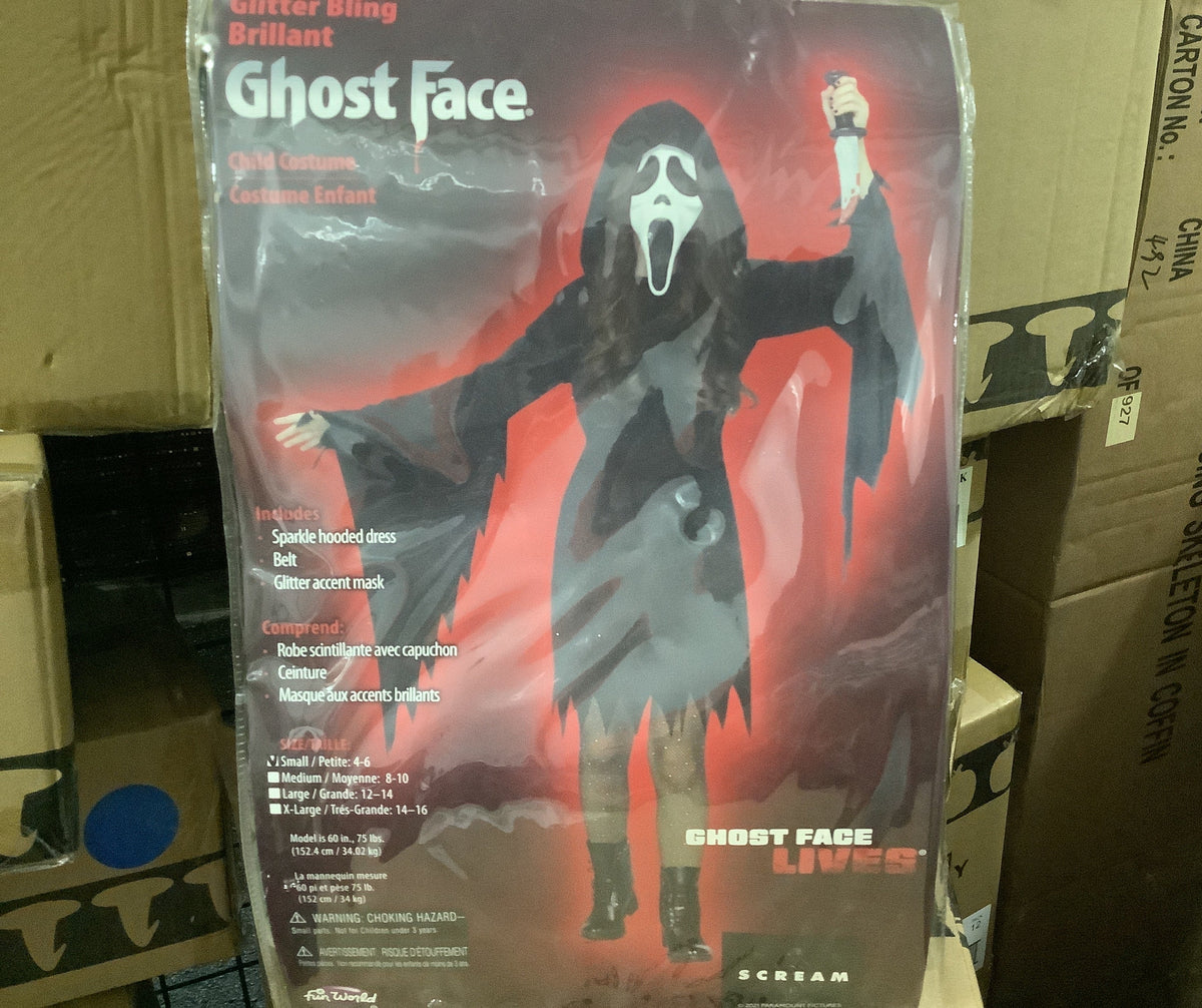 Glitter Bling Ghost Face Costume - Child X-Large (14-16)