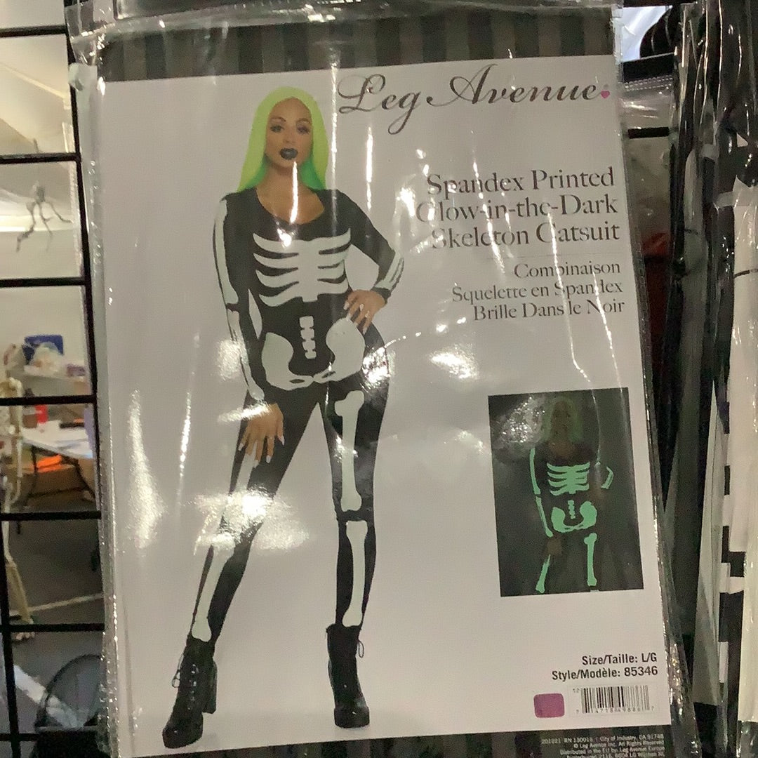 *Spandex Glow in the Dark Skeleton Catsuit - Adult