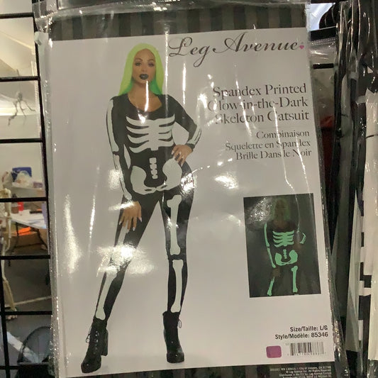 *Spandex Glow in the Dark Skeleton Catsuit - Adult