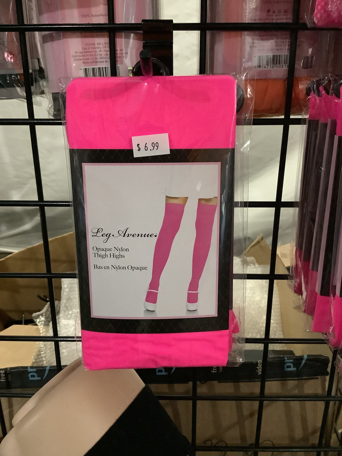 Opaque Nylon Thigh Highs - Pink (One Size)