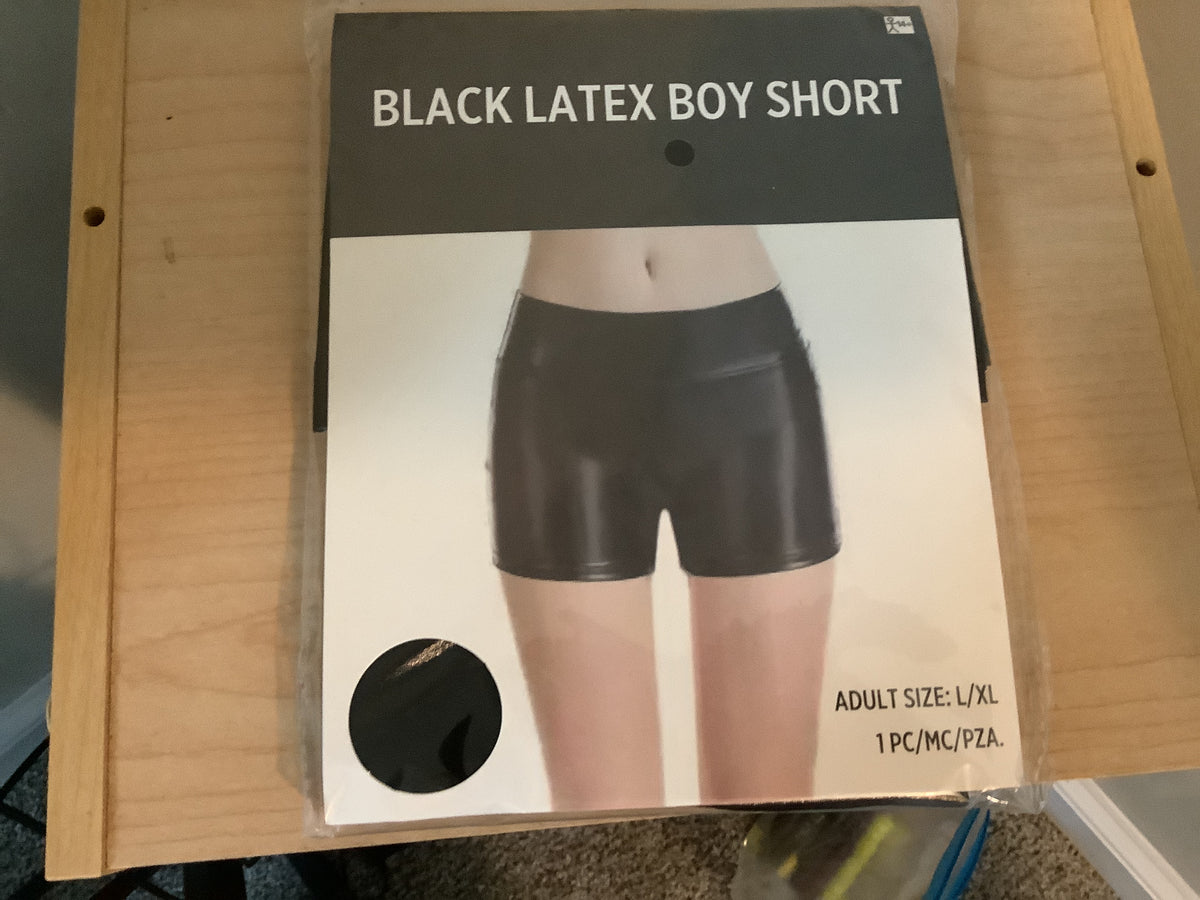 Black Latex Boy Shorts - X/XL
