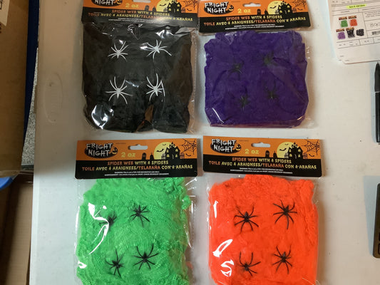 Colored Spider Web with Spiders