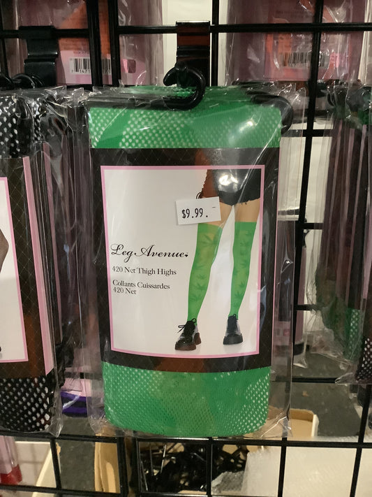420 Net Thigh Highs - Green (One Size)