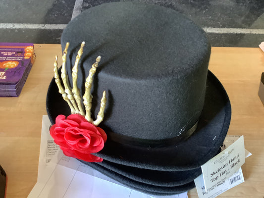 Skeleton Hand Top Hat - Black