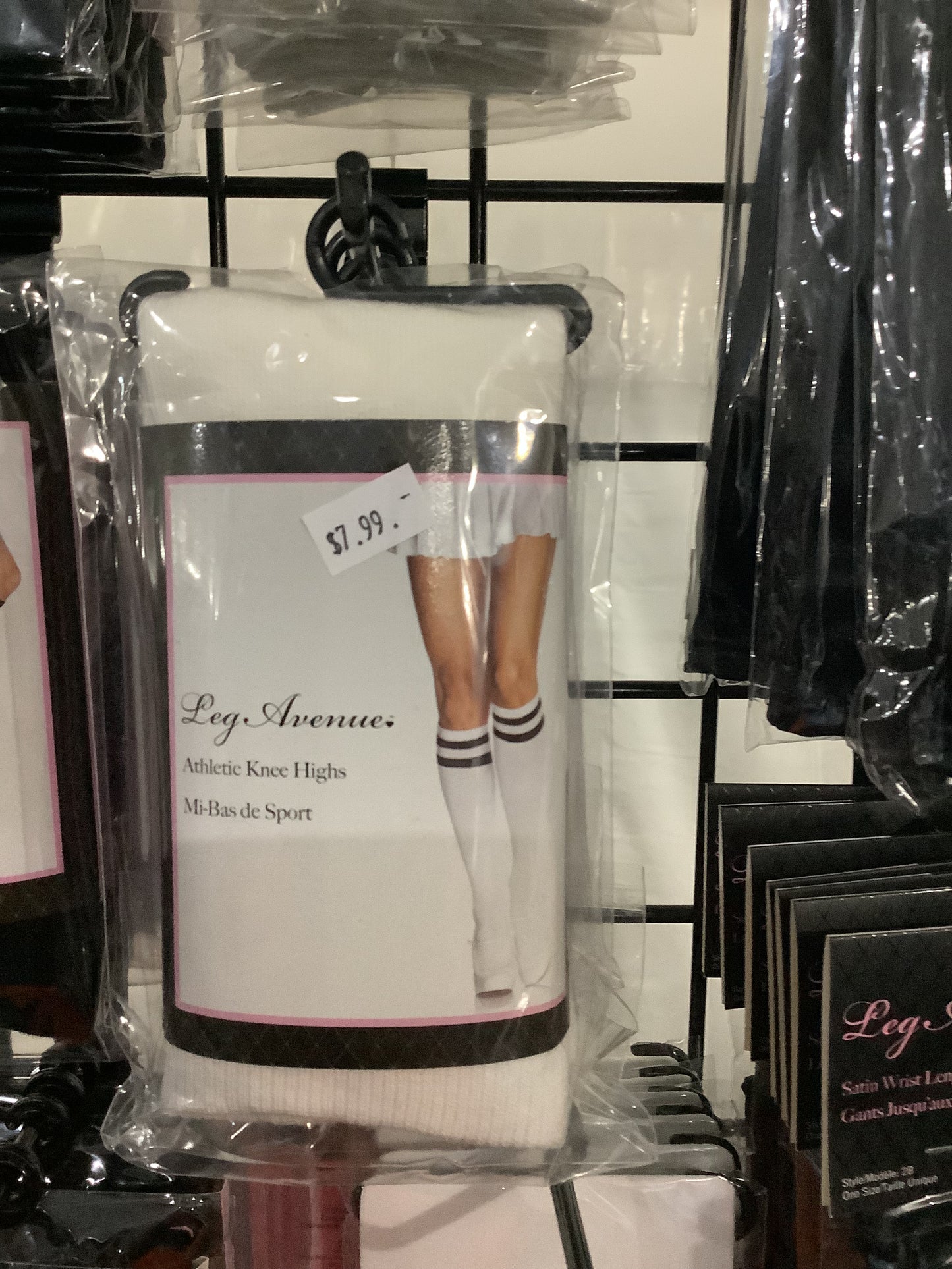 Athletic Knee Highs- White w/ Black Stripe (One Size)