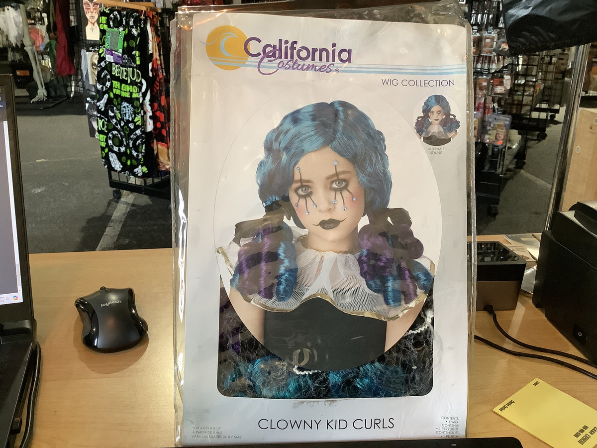Clowny Kid Curls Wig - Blue/Purple