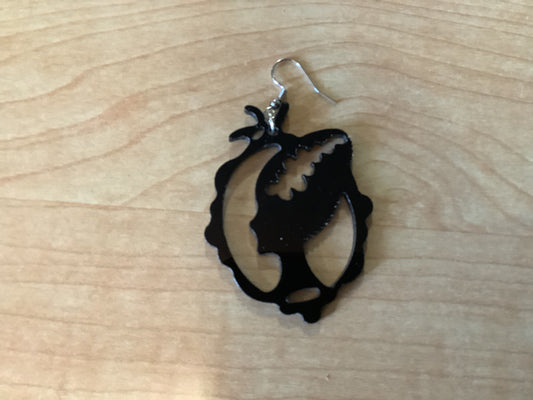 Bride of Frankenstein Black Acrylic Earrings