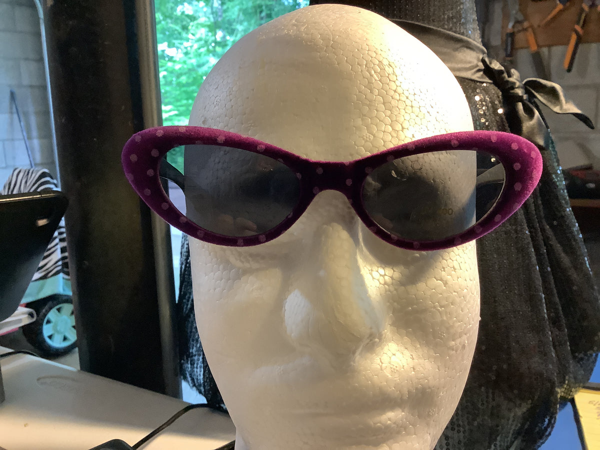Purple Velour Dots Sunglasses