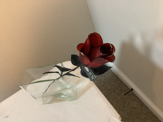 *Dark Red Rose with Silver Glitter