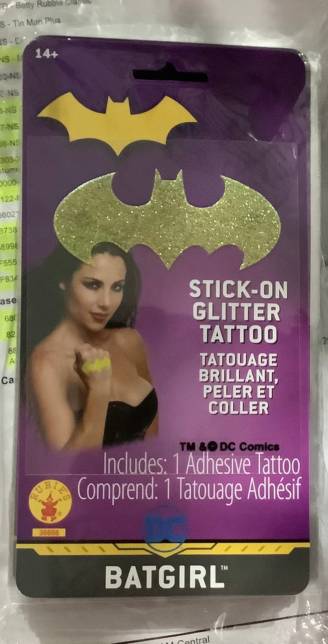 Batgirl Glitter Tattoo