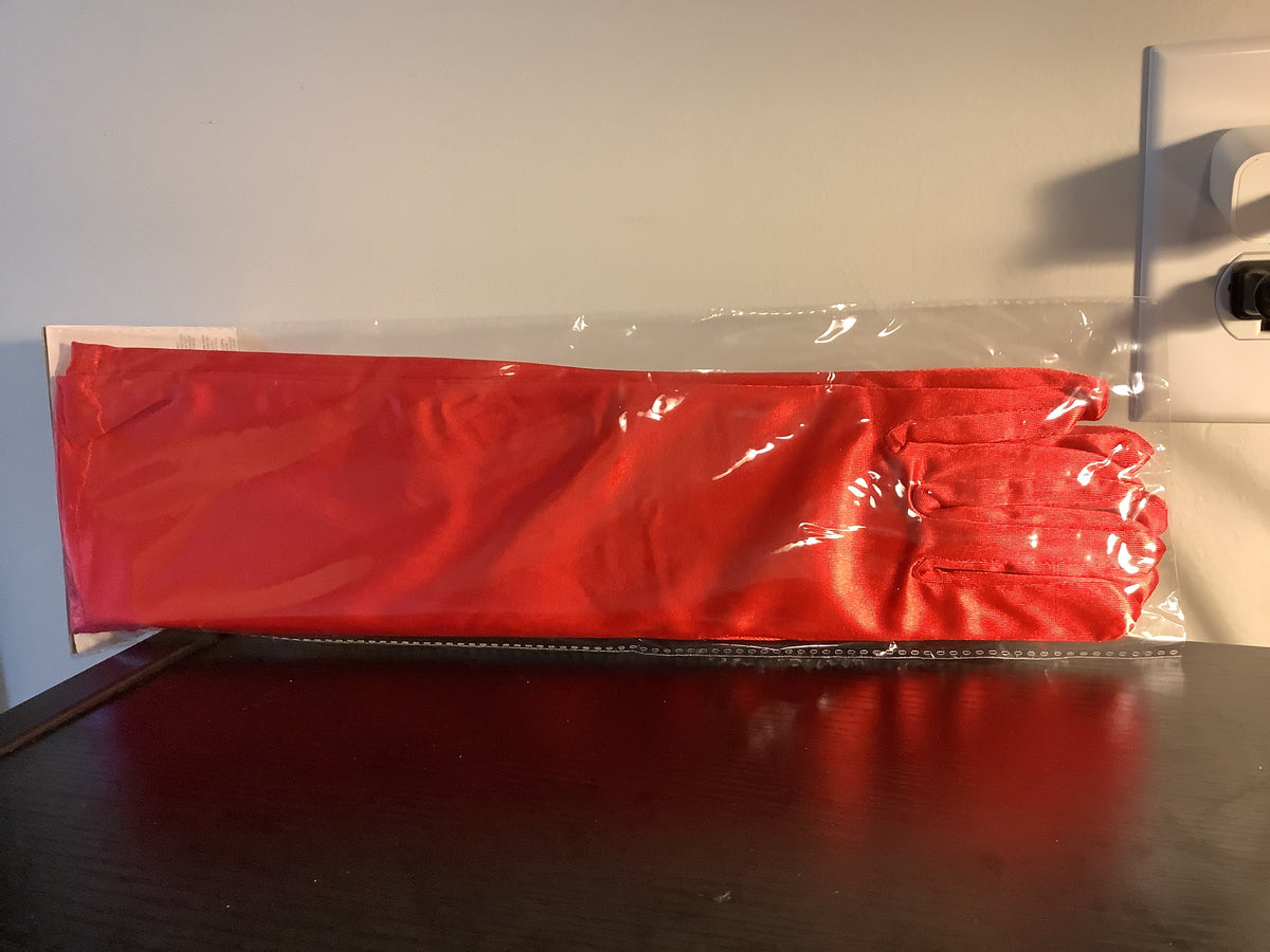 Long Red Satin Gloves