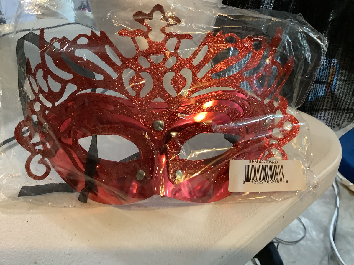 Red Glitter Masquerade Face Mask
