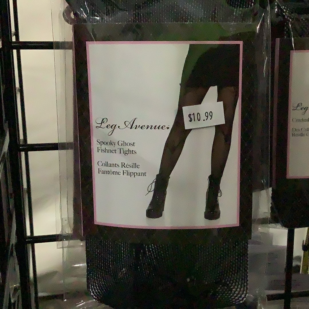 Spooky Ghost Fishnet Tights Black
