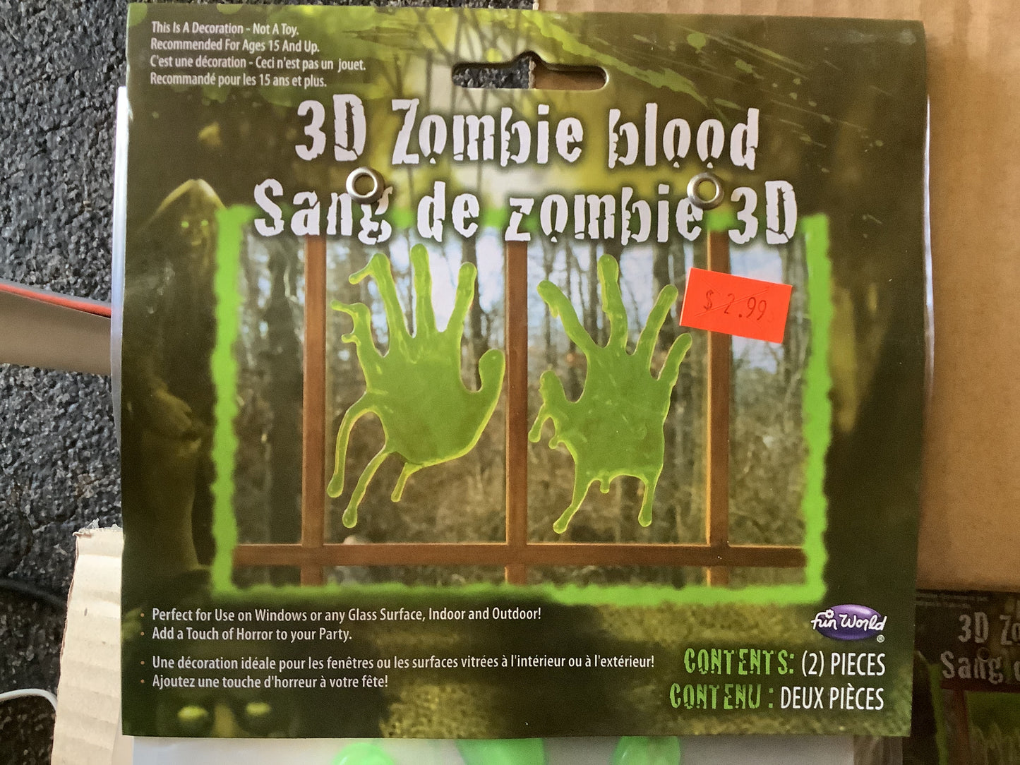 *Zombie Blood Window Cling - Handprint