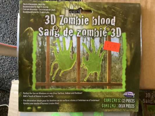 *Zombie Blood Window Cling - Handprint