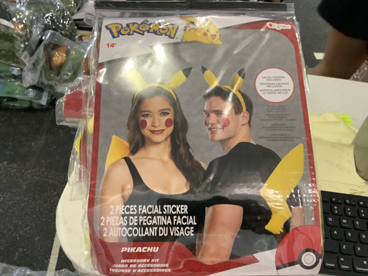 *Pokemon - Pikachu Accessory Kit w/Face Stickers -Adult One Size