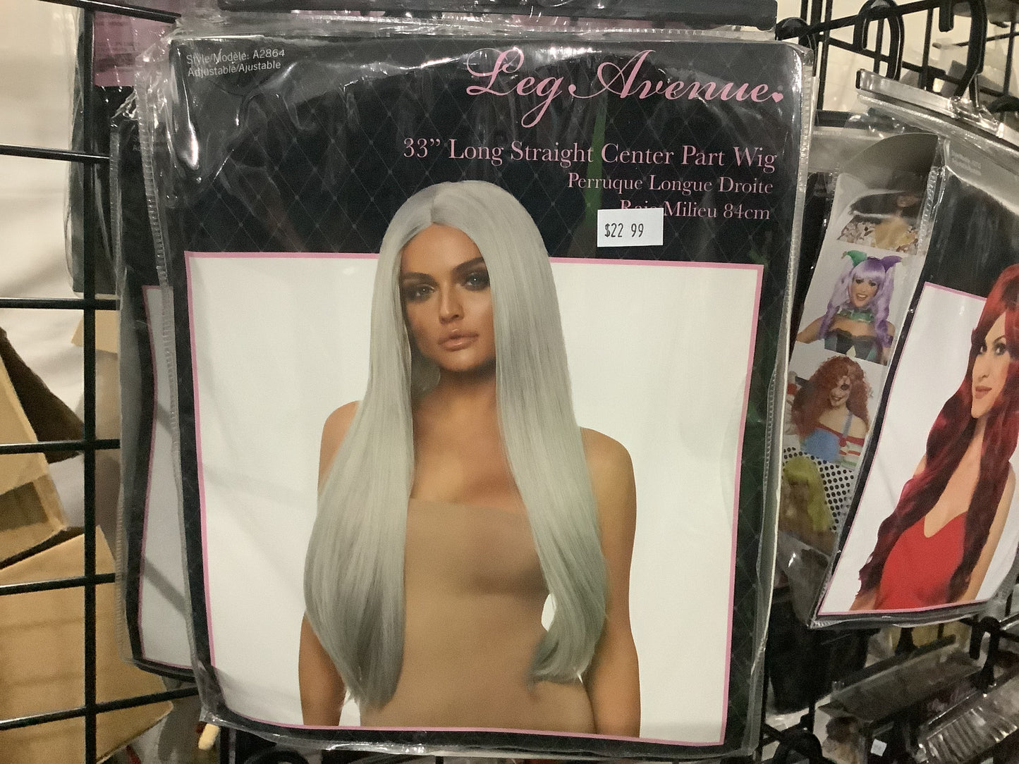 33” Long Straight Wig - Grey -Adult