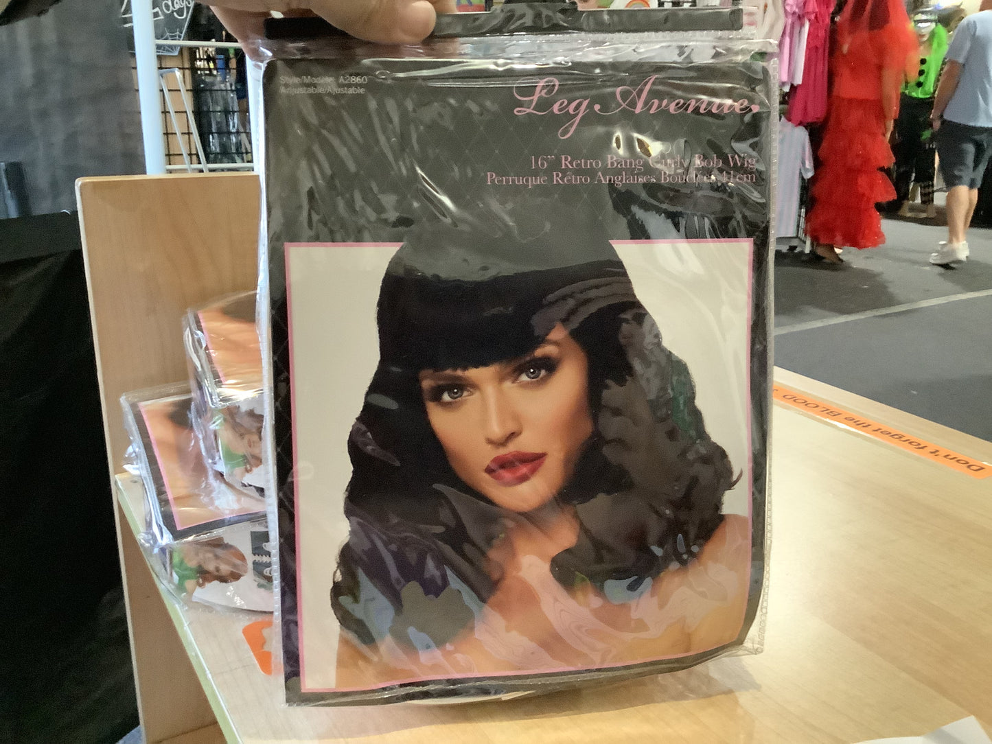 Retro Bang Curly Bob Black Wig - Adult