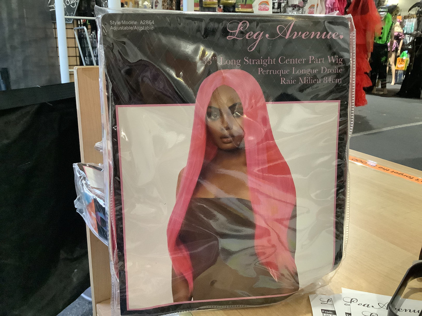 Long Straight Center Part Wig Pink - Adult