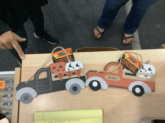 Wooden Pumpkin Truck Plaque - Fright Night