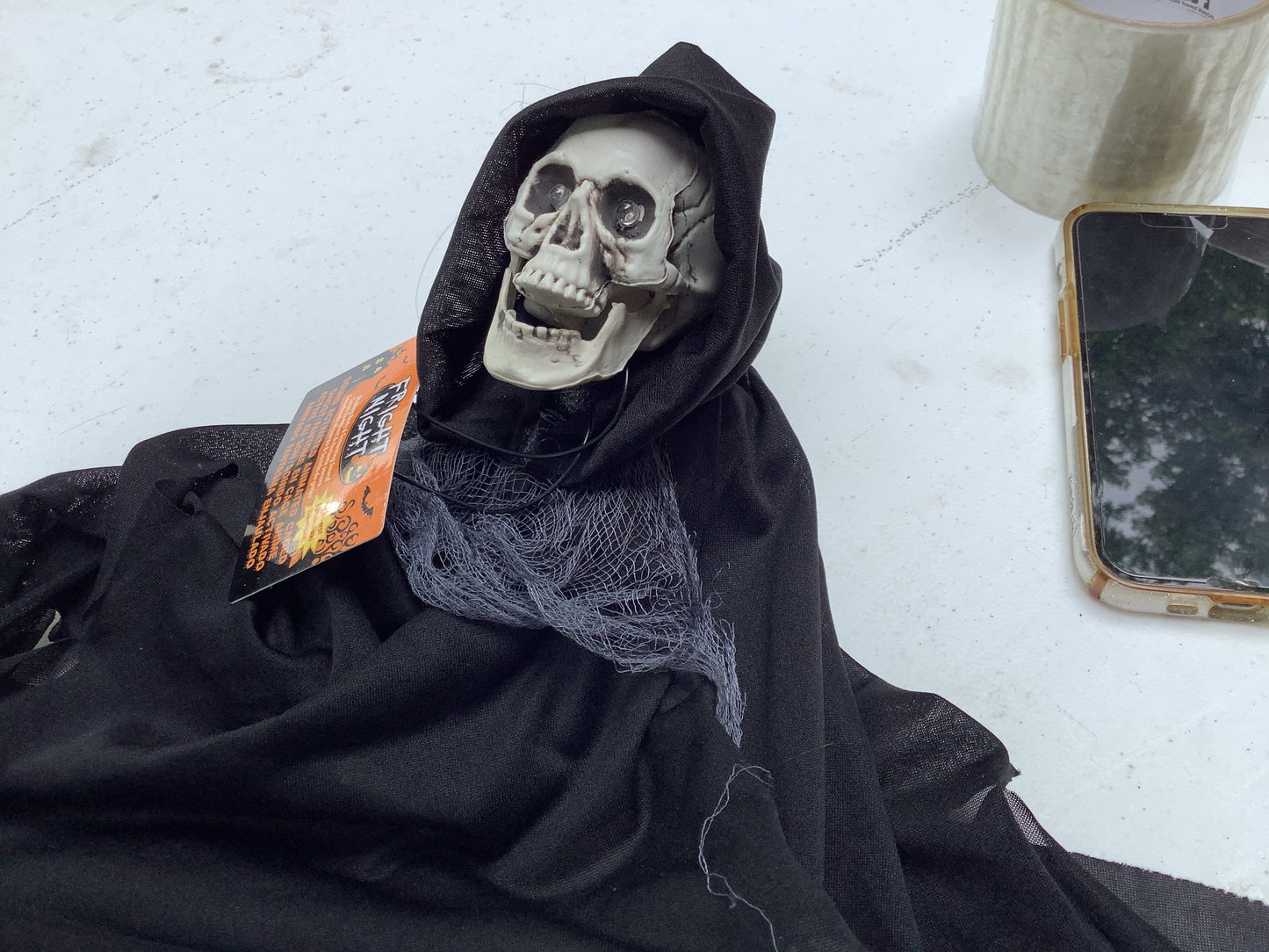 Sound Activated Animated Caged Ghost (White and Black)